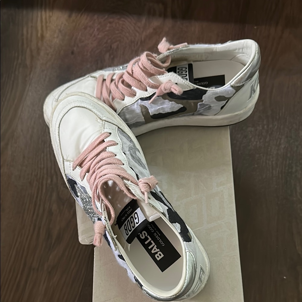 Golden Goose Women's White/camo/silver sneakers